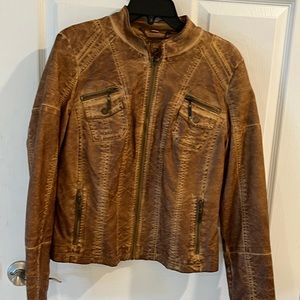 Pleather distressed jacket